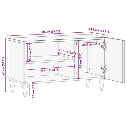 TV-Schrank mit Blätter 80x31,5x46 cm Massivholz Mango