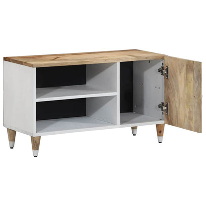 TV-Schrank mit Blätter 80x31,5x46 cm Massivholz Mango