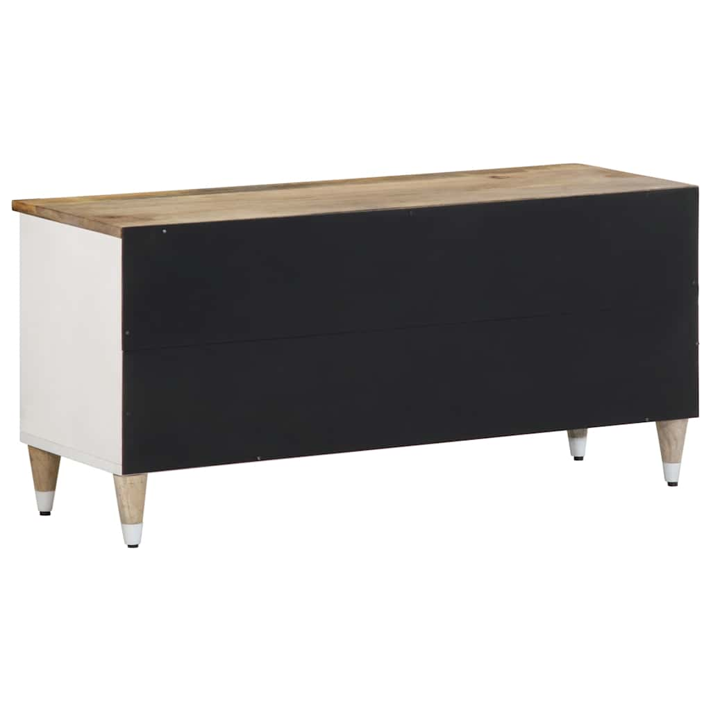 TV-Schrank mit Blätter 100x33,5x46 cm Massivholz Mango