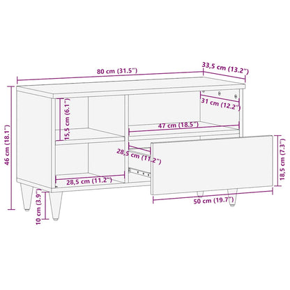 TV-Schrank mit Blätter 80x33,5x46 cm Massivholz Mango