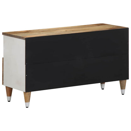 TV-Schrank mit Blätter 80x33,5x46 cm Massivholz Mango