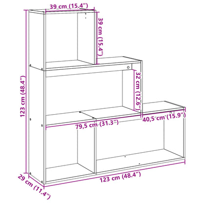 Raumteiler-Bücherregal 3 Stufen Altholz-Optik 123x29x123 cm