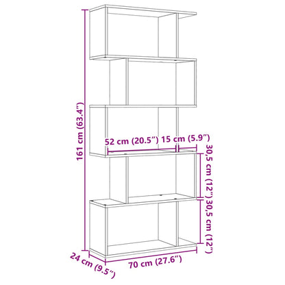 Raumteiler-Bücherregal 5 Etagen Altholz-Optik 70x24x161 cm