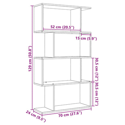 Raumteiler-Bücherregal 4 Böden Altholz-Optik 70x24x129 cm