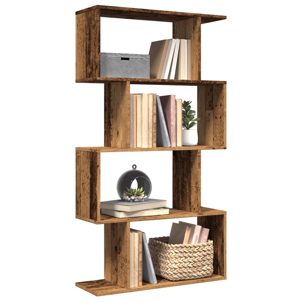 Raumteiler-Bücherregal 4 Böden Altholz-Optik 70x24x129 cm