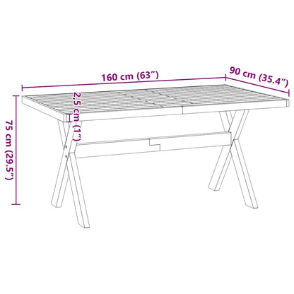 Esstisch NOAIN X-Form-Beine 160x90x75 cm Massivholz Kiefer