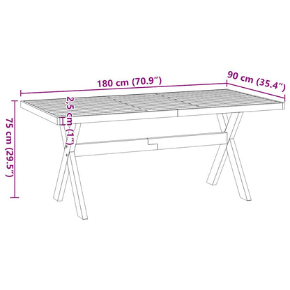 Esstisch NOAIN X-Form-Beine 180x90x75 cm Massivholz Kiefer