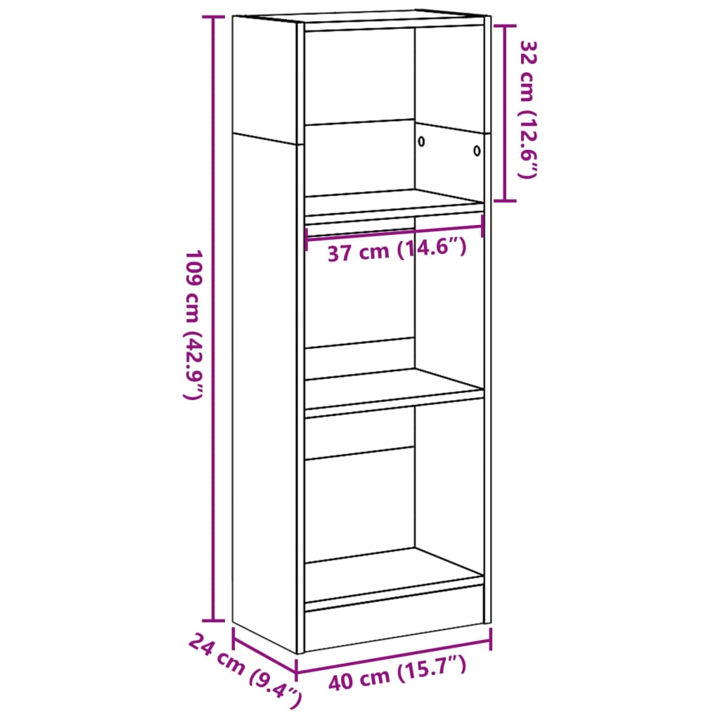 Bücherregal Altholz-Optik 40x24x109 cm Holzwerkstoff