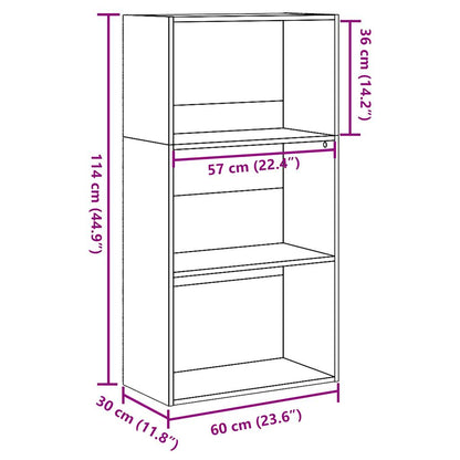 Bücherregal Betongrau 60x30x114 cm Holzwerkstoff