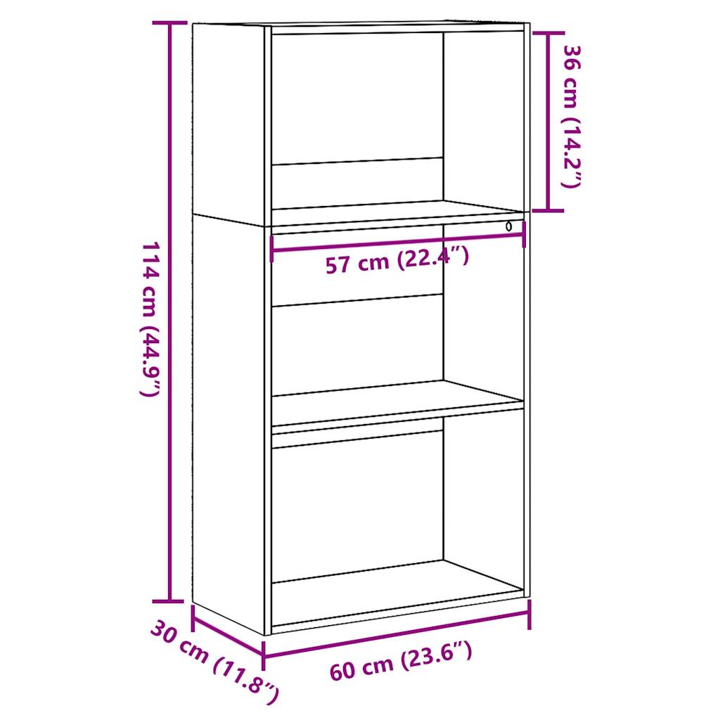 Bücherregal Räuchereiche 60x30x114 cm Holzwerkstoff