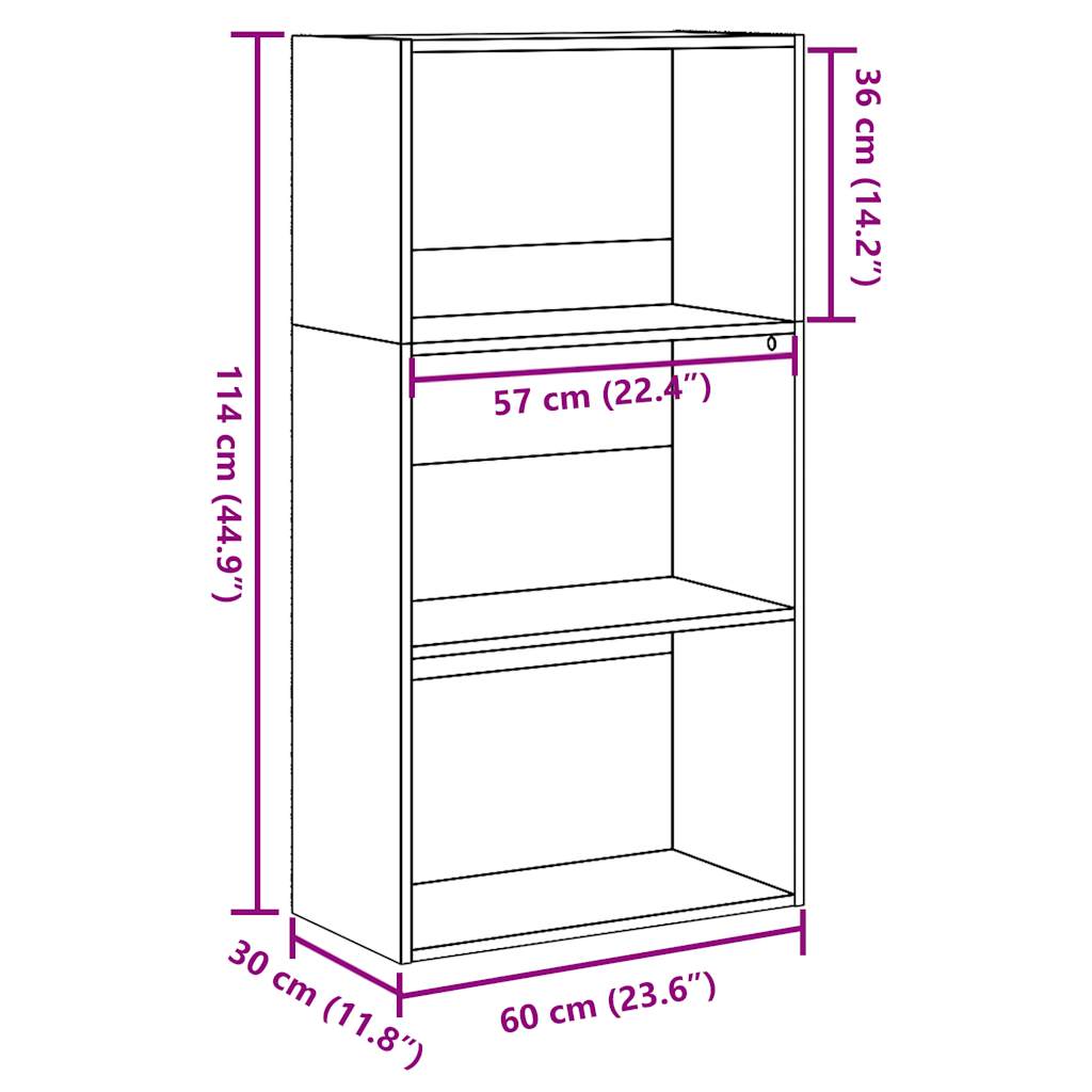 Bücherregal Altholz-Optik 60x30x114 cm Holzwerkstoff