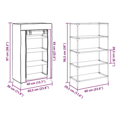 Schuhschrank Grau 60,5x30x97 cm Vliesstoff