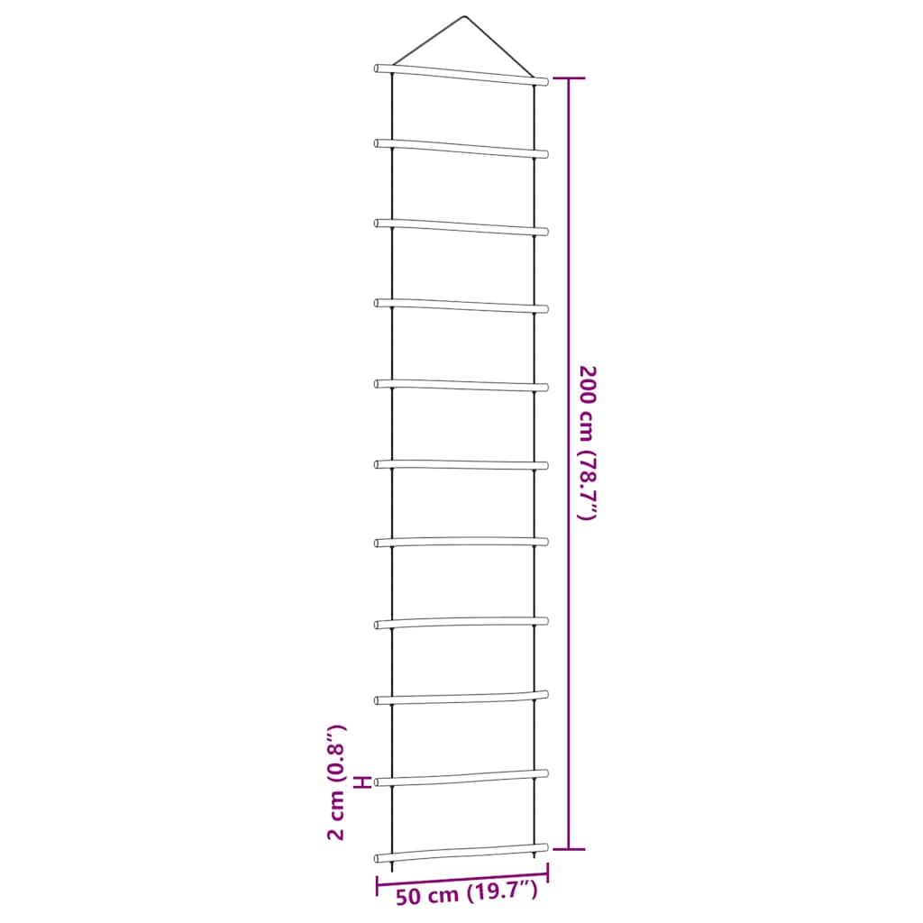 Wanddekoration in Leiterform 50x200 cm Natürlicher Zweig