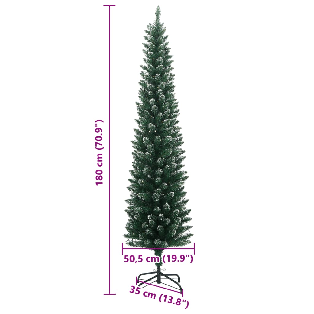 Künstlicher Weihnachtsbaum Schlank 300 LEDs 180 cm