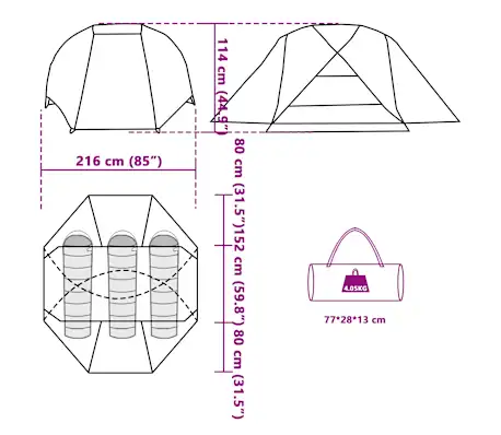 Angelzelt 3 Personen Olivgrün Wasserdicht