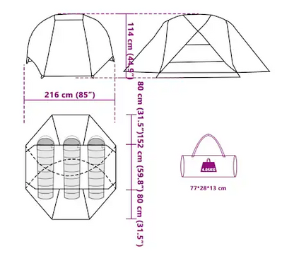 Angelzelt 3 Personen Olivgrün Wasserdicht