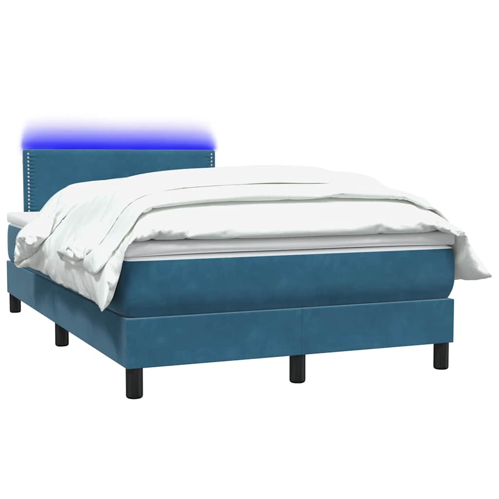 Boxspringbett mit Matratze & LED Dunkelblau 120x210 cm Samt