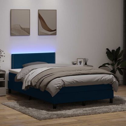 Boxspringbett mit Matratze & LED Dunkelblau 120x210 cm Samt