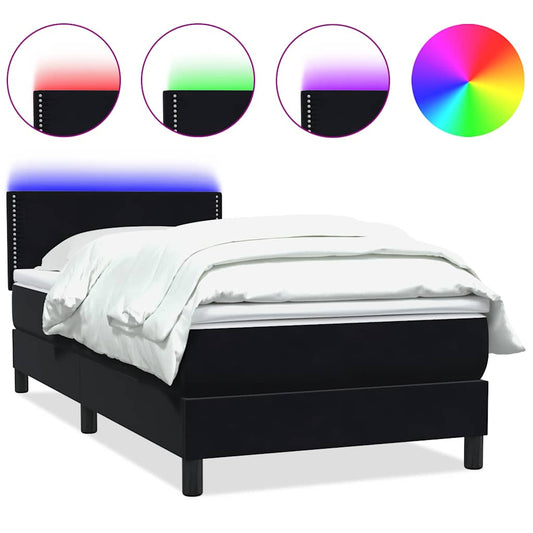 Boxspringbett mit Matratze & LED Schwarz 80x220 cm Samt