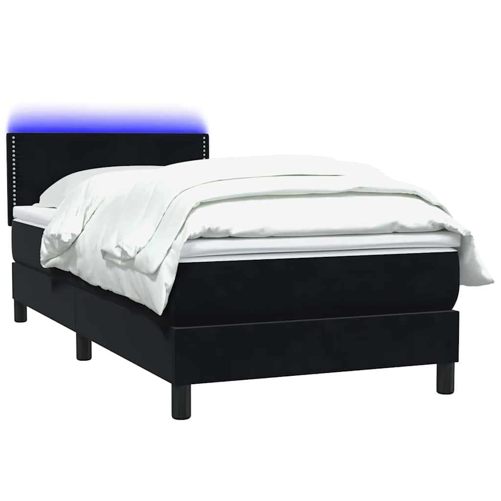 Boxspringbett mit Matratze & LED Schwarz 80x220 cm Samt