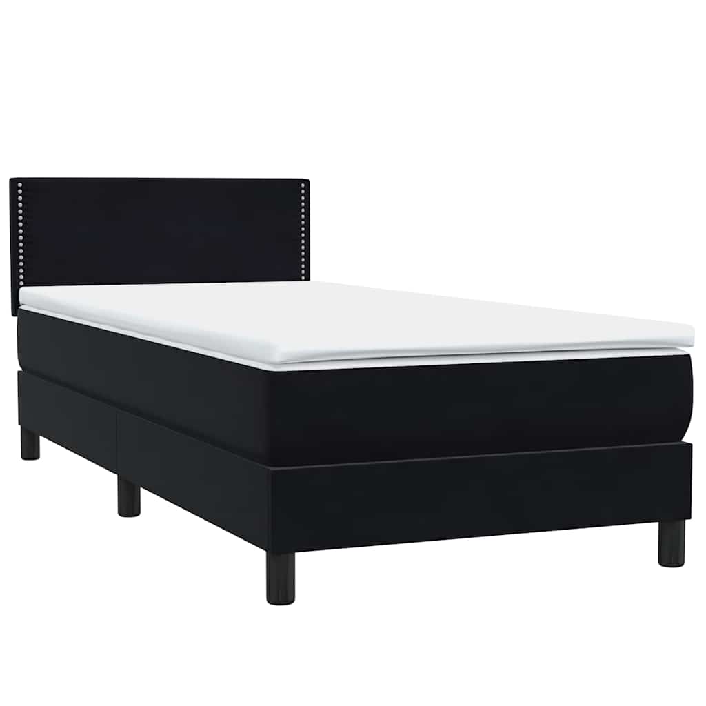 Boxspringbett mit Matratze & LED Schwarz 80x220 cm Samt
