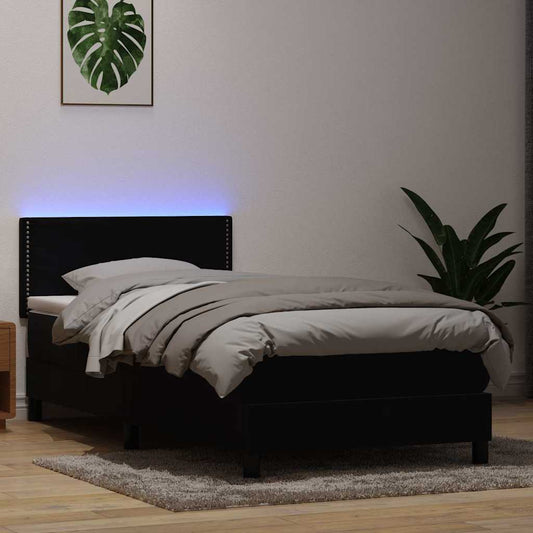 Boxspringbett mit Matratze & LED Schwarz 80x220 cm Samt