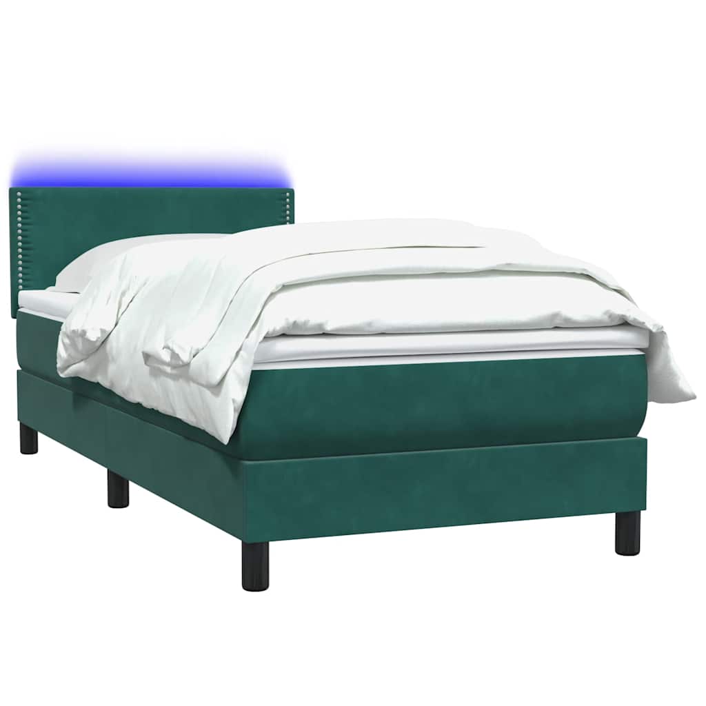 Boxspringbett mit Matratze & LED Dunkelgrün 80x220 cm Samt