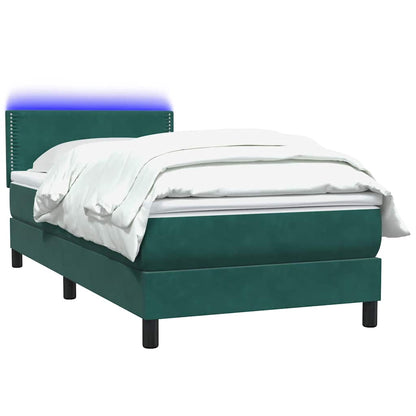Boxspringbett mit Matratze & LED Dunkelgrün 80x220 cm Samt