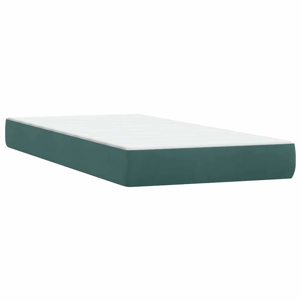 Boxspringbett mit Matratze & LED Dunkelgrün 80x220 cm Samt