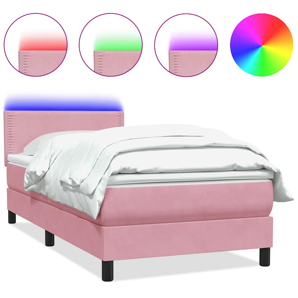 Boxspringbett mit Matratze & LED Rosa 100x220 cm Samt