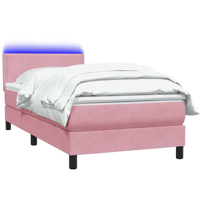 Boxspringbett mit Matratze & LED Rosa 100x220 cm Samt
