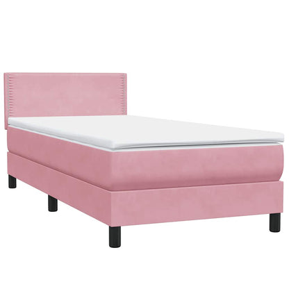 Boxspringbett mit Matratze & LED Rosa 100x220 cm Samt