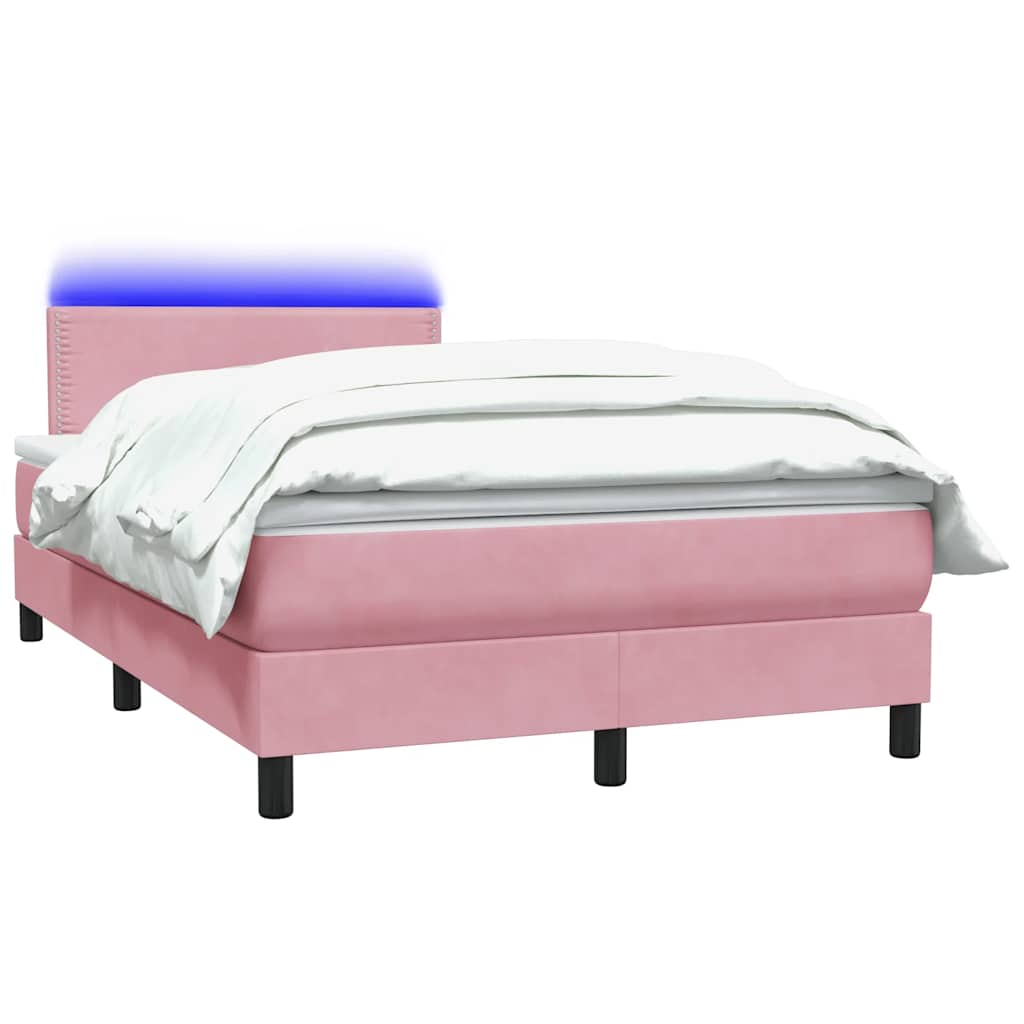 Boxspringbett mit Matratze & LED Rosa 120x220 cm Samt