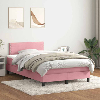 Boxspringbett mit Matratze & LED Rosa 120x220 cm Samt