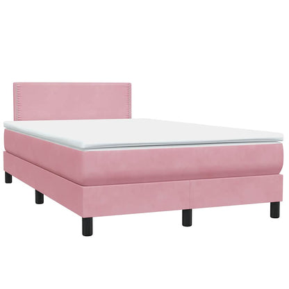Boxspringbett mit Matratze & LED Rosa 120x220 cm Samt