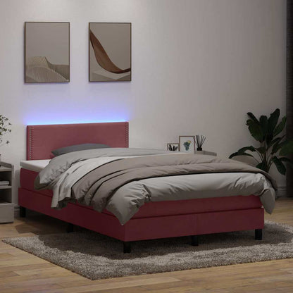 Boxspringbett mit Matratze & LED Rosa 120x220 cm Samt