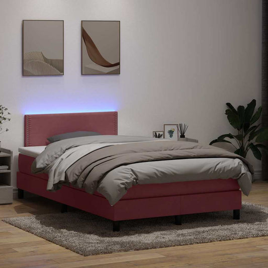 Boxspringbett mit Matratze & LED Rosa 120x220 cm Samt