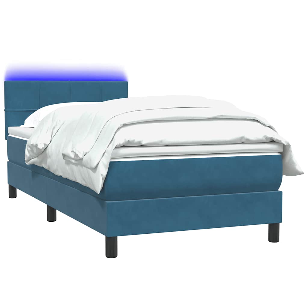 Boxspringbett mit Matratze & LED Dunkelblau 80x220 cm Samt