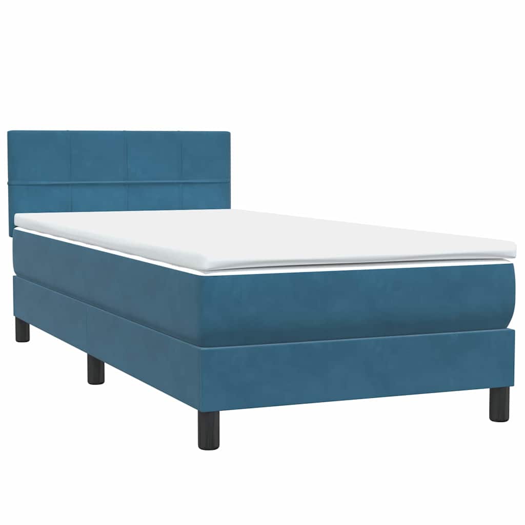 Boxspringbett mit Matratze & LED Dunkelblau 80x220 cm Samt