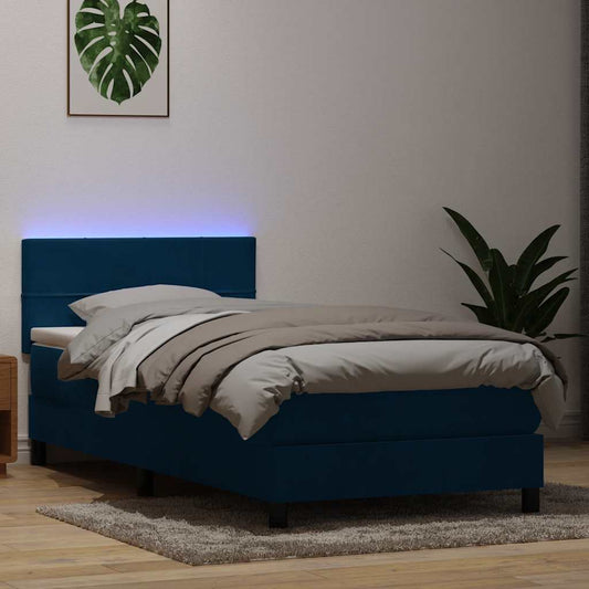 Boxspringbett mit Matratze & LED Dunkelblau 80x220 cm Samt