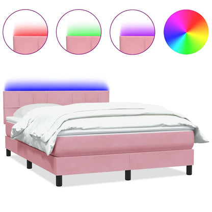 Boxspringbett mit Matratze & LED Rosa 140x220 cm Samt