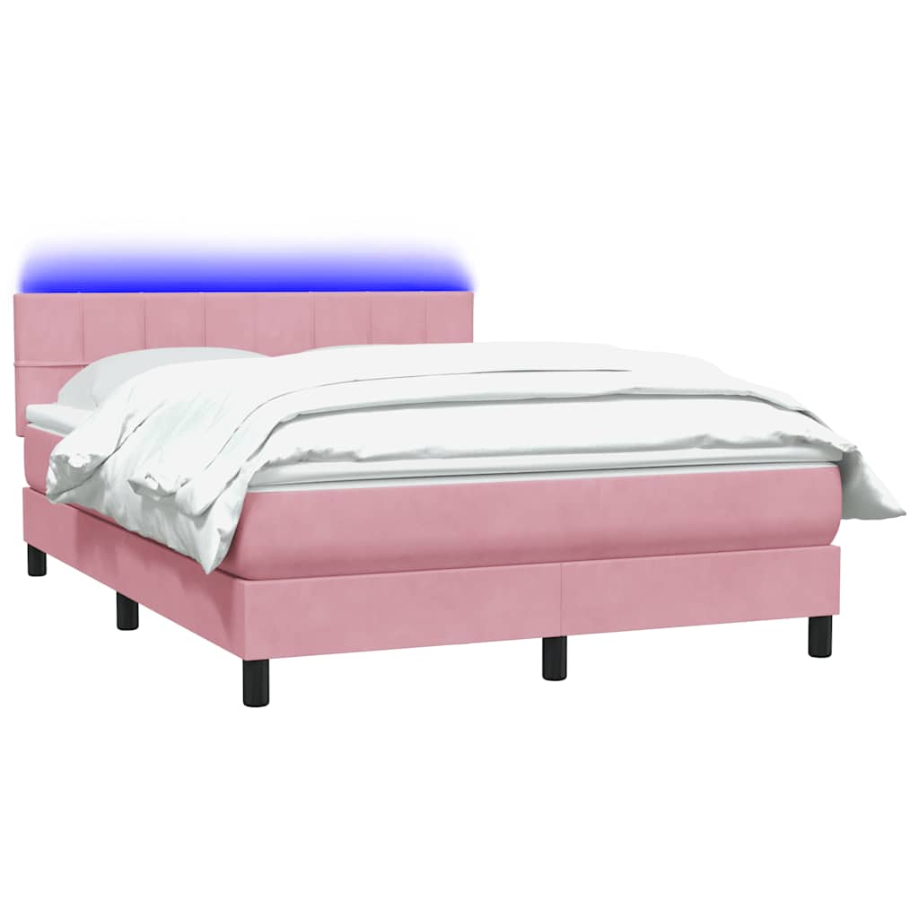 Boxspringbett mit Matratze & LED Rosa 140x220 cm Samt
