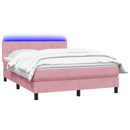 Boxspringbett mit Matratze & LED Rosa 140x220 cm Samt