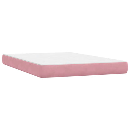 Boxspringbett mit Matratze & LED Rosa 140x220 cm Samt