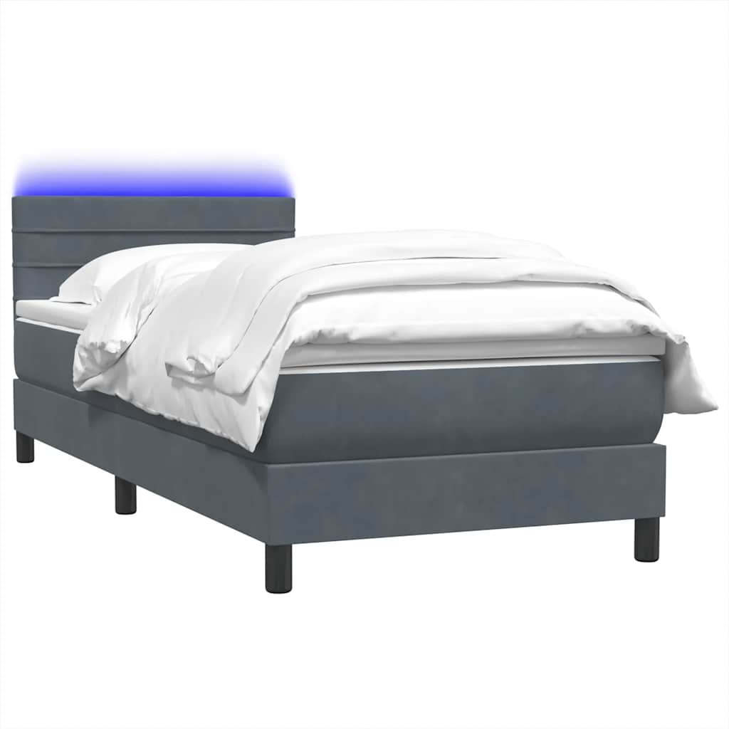Boxspringbett mit Matratze & LED Dunkelgrau 80x210 cm Samt
