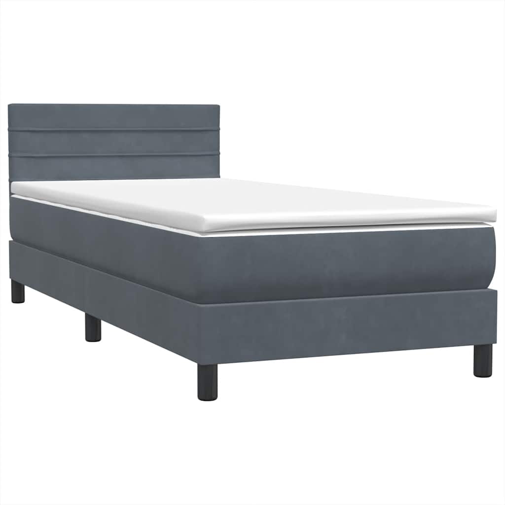 Boxspringbett mit Matratze & LED Dunkelgrau 80x210 cm Samt