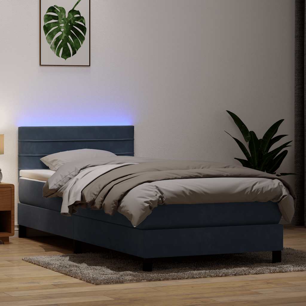 Boxspringbett mit Matratze & LED Dunkelgrau 80x210 cm Samt