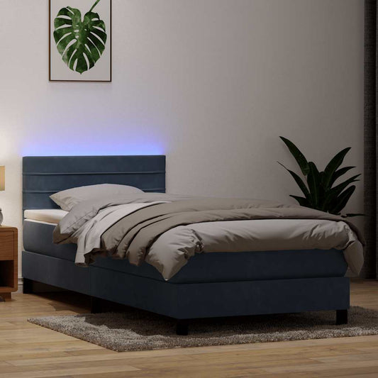 Boxspringbett mit Matratze & LED Dunkelgrau 80x210 cm Samt