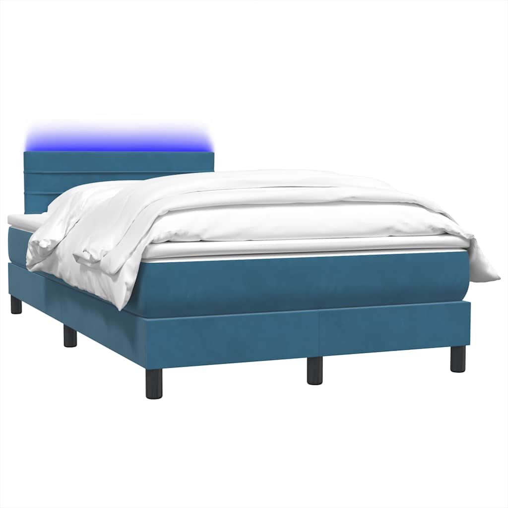 Boxspringbett mit Matratze & LED Dunkelblau 120x210 cm Samt