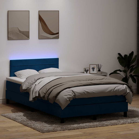 Boxspringbett mit Matratze & LED Dunkelblau 120x210 cm Samt
